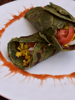 A picture of Palak paneer kathi rolls.