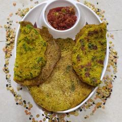 A picture of Mixed dal veggies chilla.