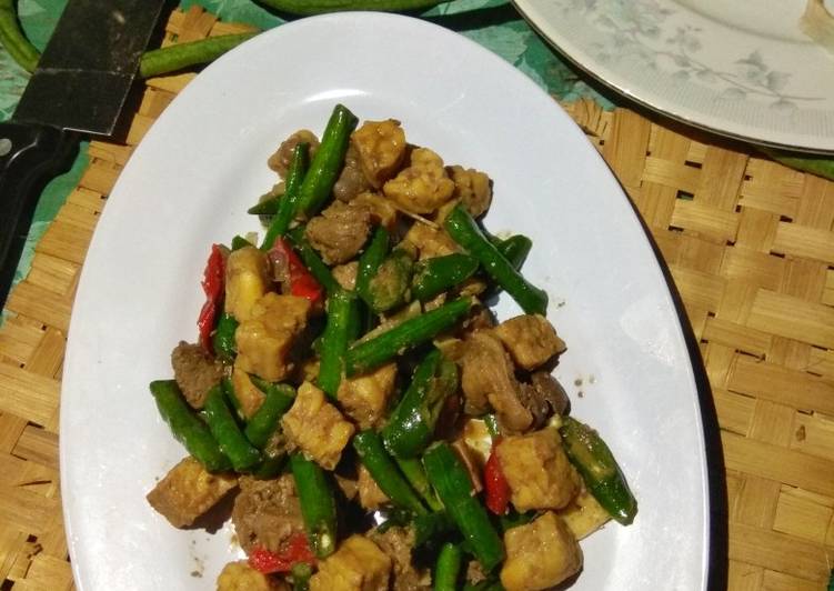 Resep Oseng-oseng kacang panjang tempe dan ati ampela Anti Gagal
