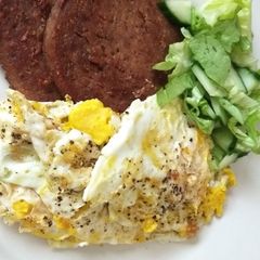A picture of Over hard eggs.