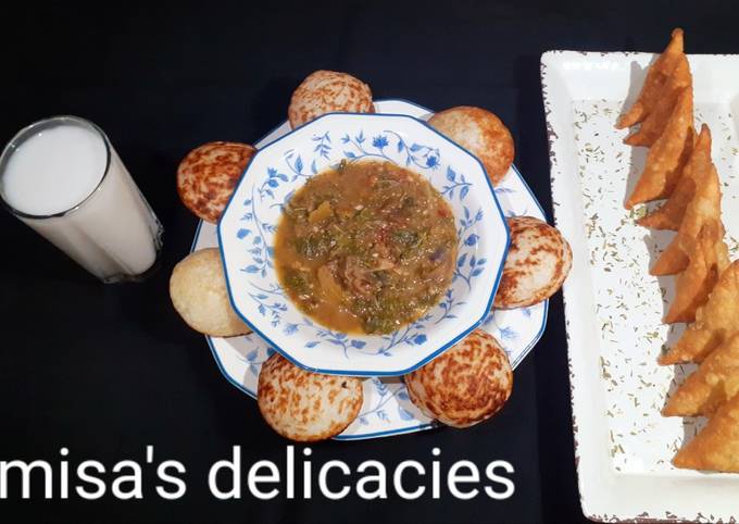 Steps to Make Super Quick Homemade Semovita Masa with taushe(vegetable soup)