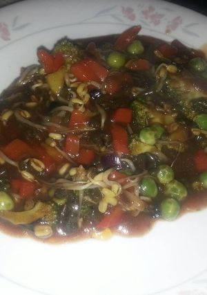 Una foto de Verduras al wok