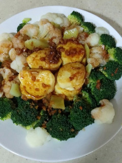 Foto resep Brokoli kembang kol siram fried egg tofu