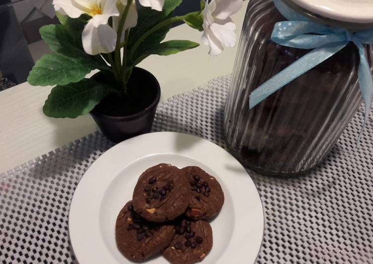 Bagaimana Membuat Chocolate Cookies Almond Takaran sendok NO mixer(bisa dg teflon), Enak
