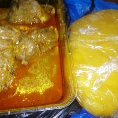 A picture of Banga soup and starch.