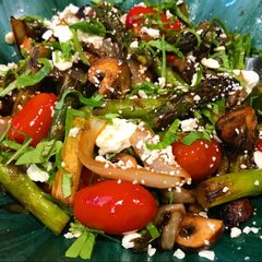 A picture of Roasted Vegetables with Feta Cheese.