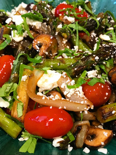 A picture of Roasted Vegetables with Feta Cheese.