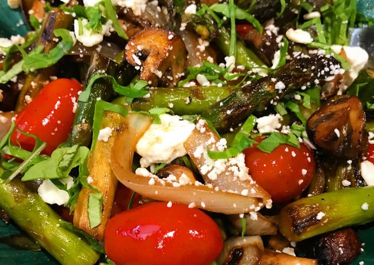 Steps to Prepare Super Quick Homemade Roasted Vegetables with Feta Cheese