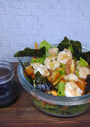 Foto resep Salad sayur dgn udang dan nori pedas / prawn salad w spicy nori