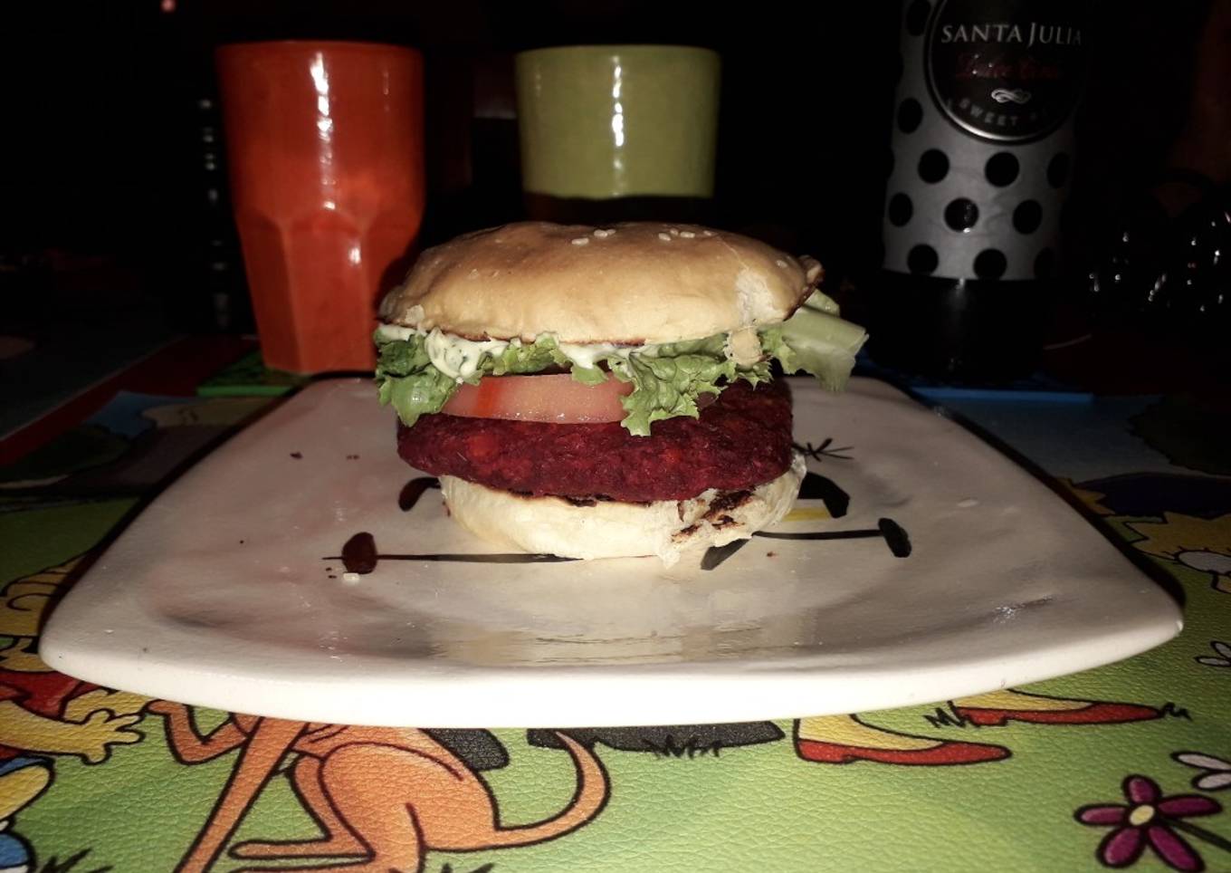 Hamburguesa de Lentejas, Remolacha y Zanahorias