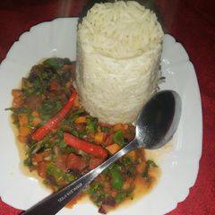 A picture of Rice and vegetables.