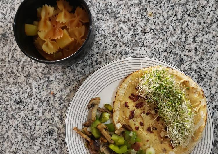 Asado de verduras y pan árabe