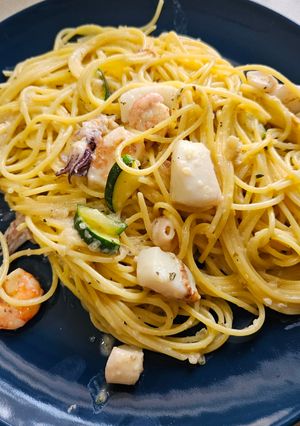 Una foto de Espagueti di mare cremosos