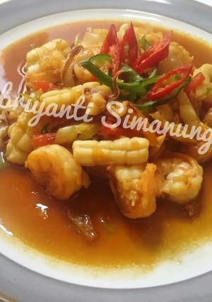 Foto resep Cumi dan udang saus tiram