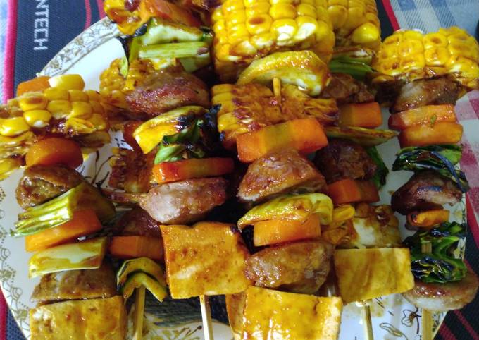 Sate bakso tahu sayur