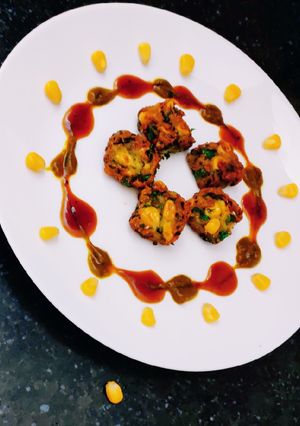 A picture of Spinach corn fritters.