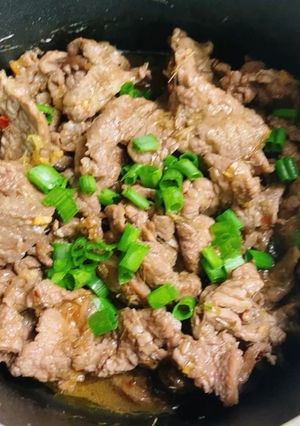 Hình của món Bò Xào Sa Tế.