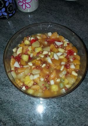 Una foto de Macedonia de frutas