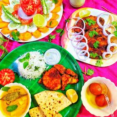 A picture of Healthy and Delicious Pomfret fish fry Thali.