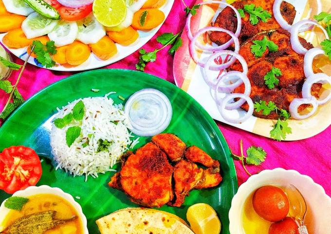 Healthy and Delicious Pomfret fish fry Thali