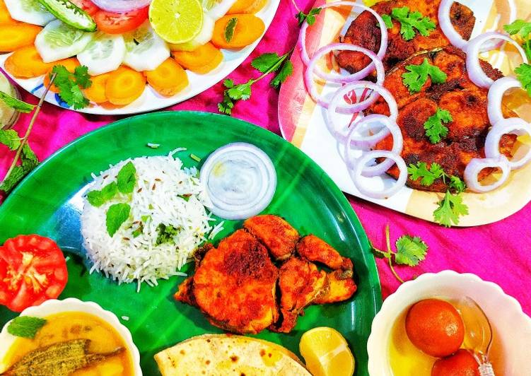 Recipe of Award-winning Healthy and Delicious Pomfret fish fry Thali