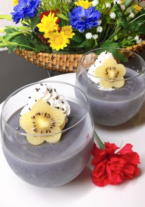 Hình của món Pudding mè đen.món dessert mùa hè🍮.