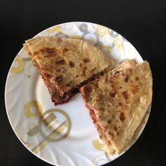 Beet-spinach and cheese paratha A picture of Beet-spinach and cheese paratha.