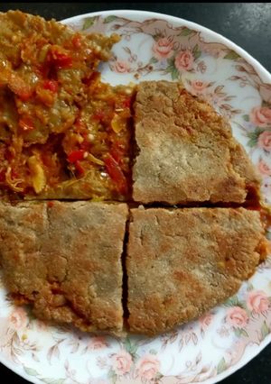 A picture of LEFTOVER BAINGAN BHARTA STUFF BAJRA ROTLA (stuffed Millet flour flatbread).