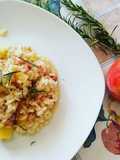 Risotto with Fuji Apples, Crispy Bacon, and Rosemary