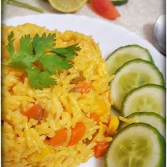 A picture of Mix veg corn rice.