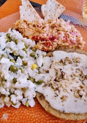 Una foto de Milanesa de soja con revuelto de tomate y arroz