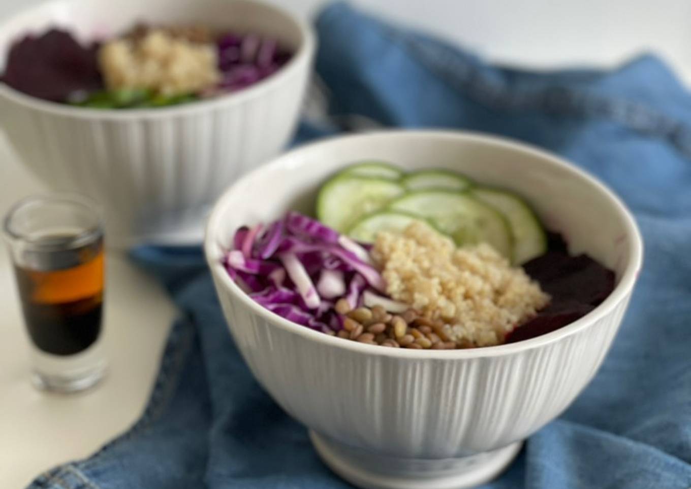 Buddha bowl de arroz, quinoa, lentejas, remolacha y mucho mas!