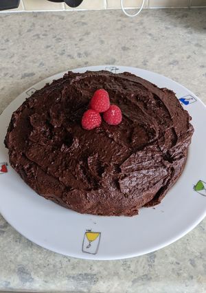 A picture of Chocolate Sponge with Fudgey Icing.