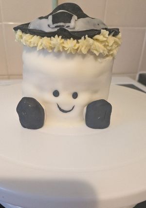 A picture of White chocolate and lemon Jelly cat cake 🍰.