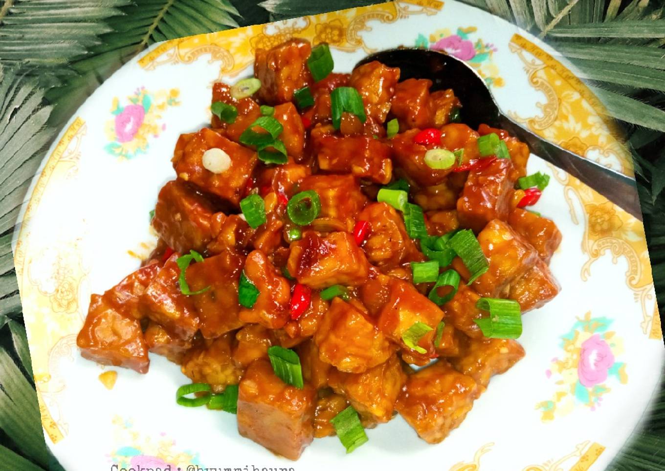 Tumis tempe asam manis