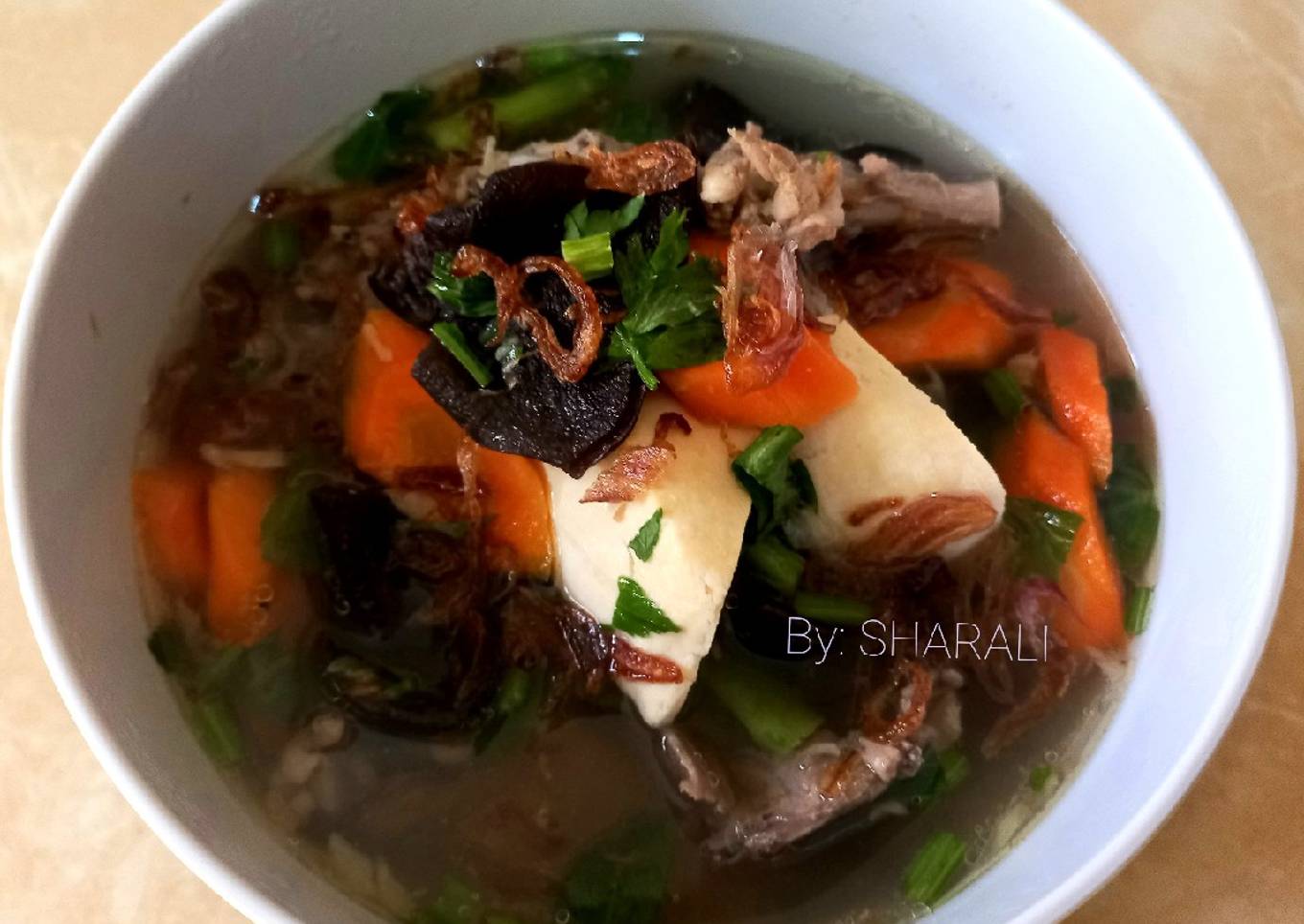 Sup Tahu Ayam Jamur Seger