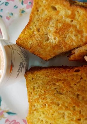A picture of #African tea withToast mayai for breakfast.
