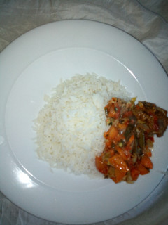 A picture of Vegetable stew with Rice.