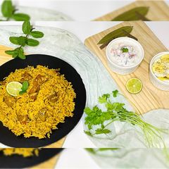 A picture of Pressure Cooker Mutton Biryani.