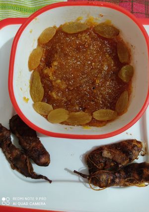 A picture of Sweet and sour aam jam.