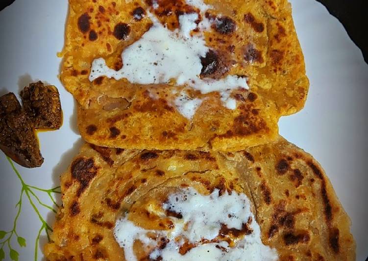 Steps to Prepare Any-night-of-the-week Missa and Aloo stuffed Lachha parantha
