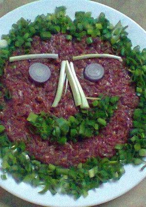 Hình của món Cháo bò bằm.