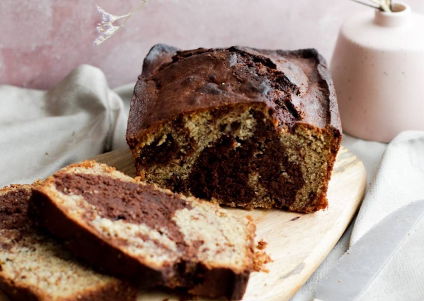 Banana bread marbré
