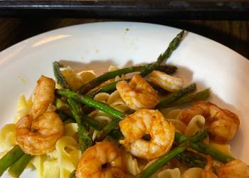 The New Way Making Recipe Buttery boiled shrimp and Asparagus Yummy
