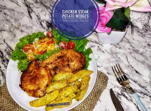 Foto resep 419. 🍗 Chicken Steak Potato Wedges and Fresh Salad