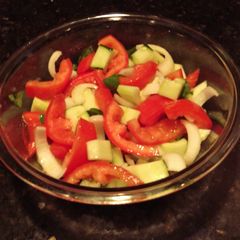 A picture of Cucumber ~ Tomato Salad.