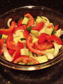 A picture of Cucumber ~ Tomato Salad.