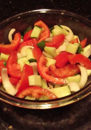 A picture of Cucumber ~ Tomato Salad.