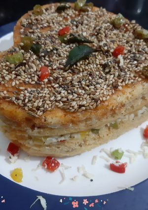 A picture of Masoor Dal Paneer Stuffed Dhokla.