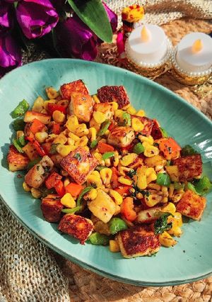 A picture of Corn and Paneer Salad.